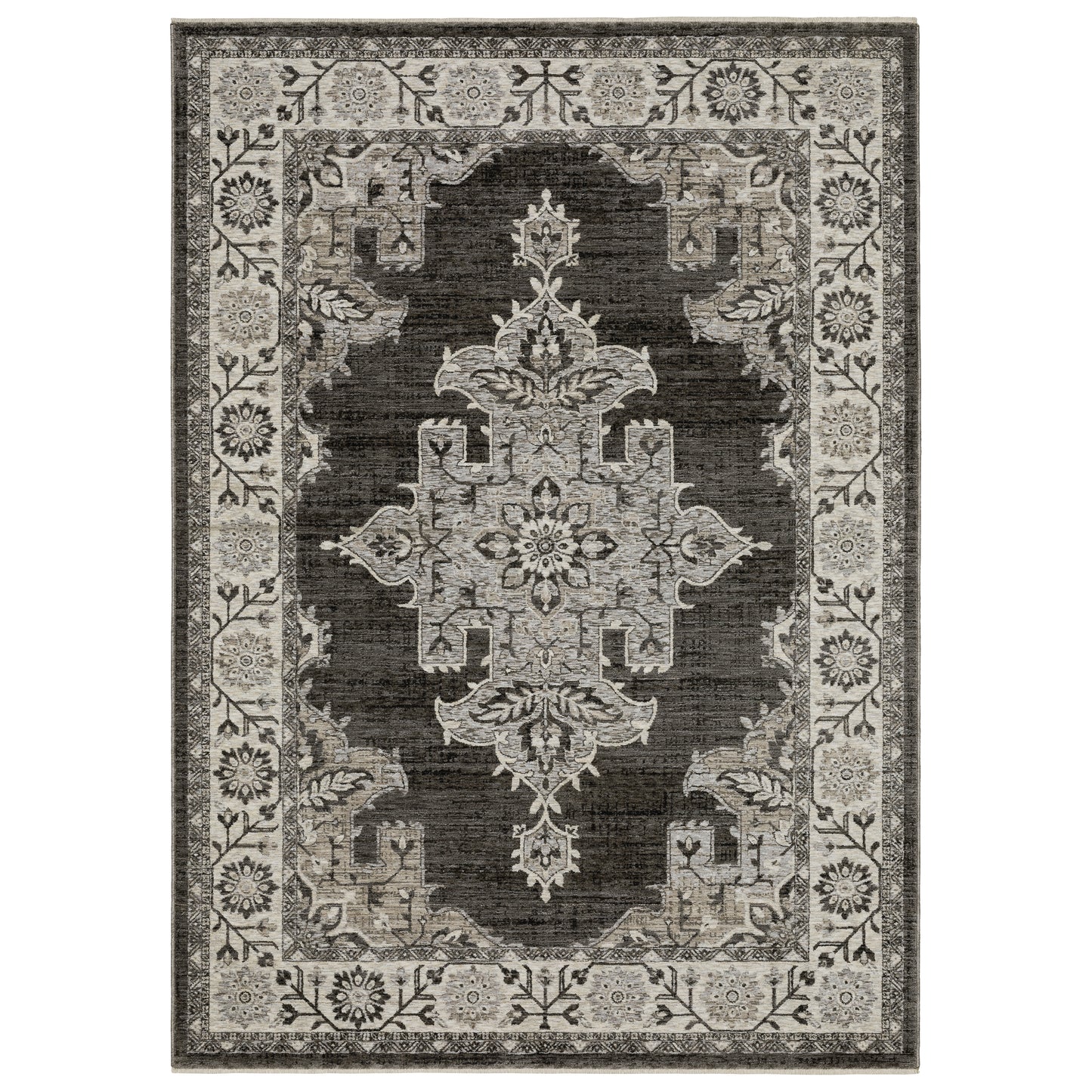 Chamberlain Grey Beige Traditional Medallion Indoor Rug