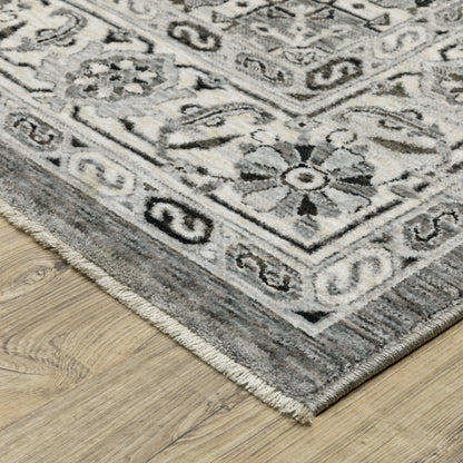 Chamberlain Grey Ivory Traditional Medallion Indoor Rug