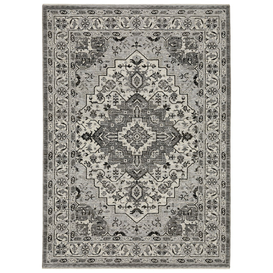 Chamberlain Grey Ivory Traditional Medallion Indoor Rug