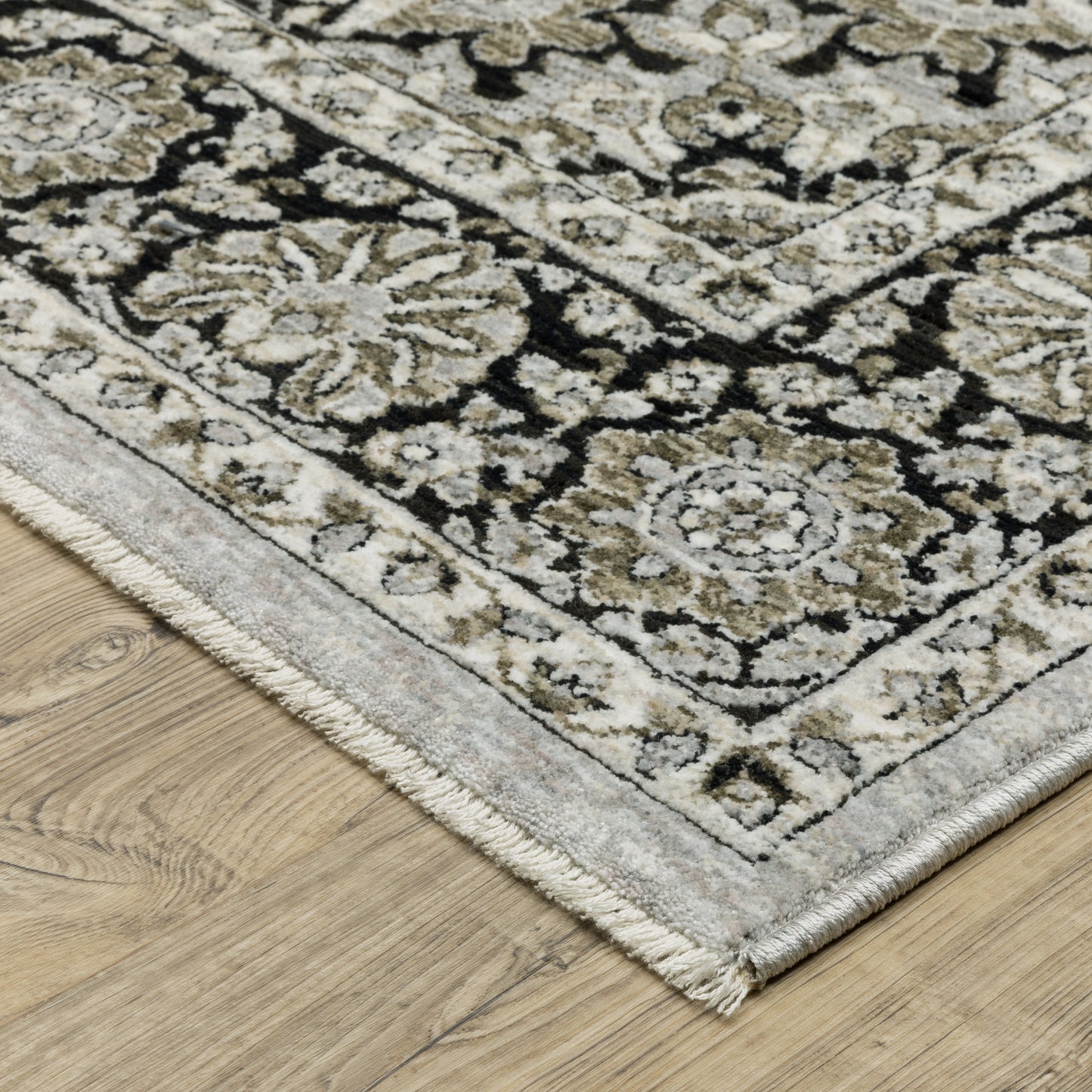 Chamberlain Grey Black Bohemian Medallion Indoor Rug