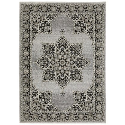 Chamberlain Grey Black Bohemian Medallion Indoor Rug