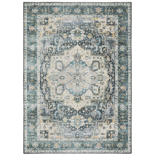 Charleston Blue Ivory Traditional Oriental Indoor Rug