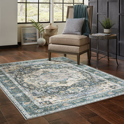 Charleston Blue Ivory Traditional Oriental Indoor Rug