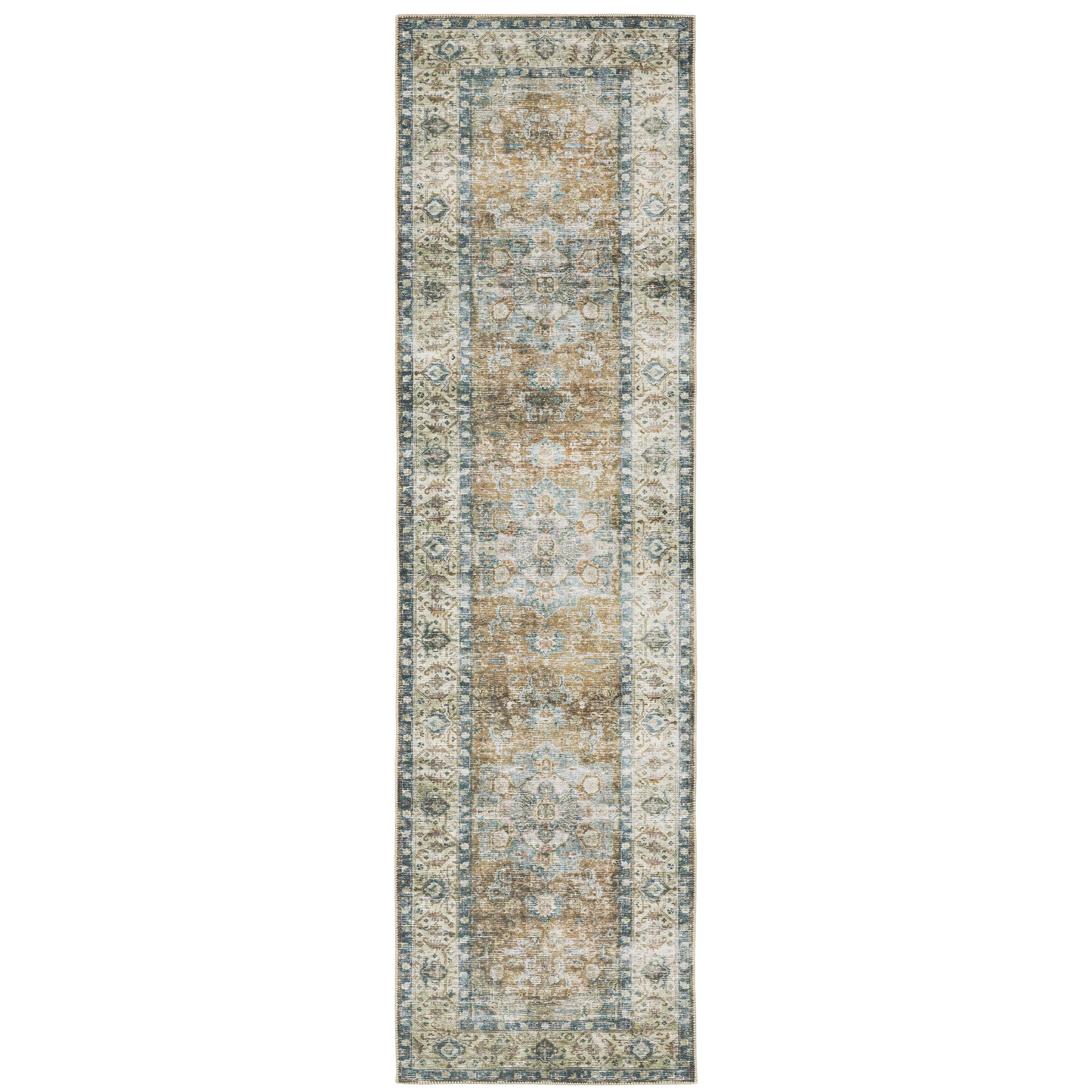 Charleston Blue Gold Traditional Oriental Indoor Rug