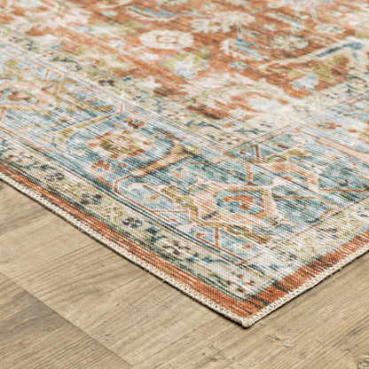 Charleston Rust Blue Traditional Oriental Indoor Rug