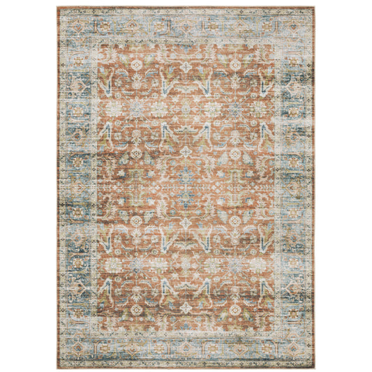 Charleston Rust Blue Traditional Oriental Indoor Rug