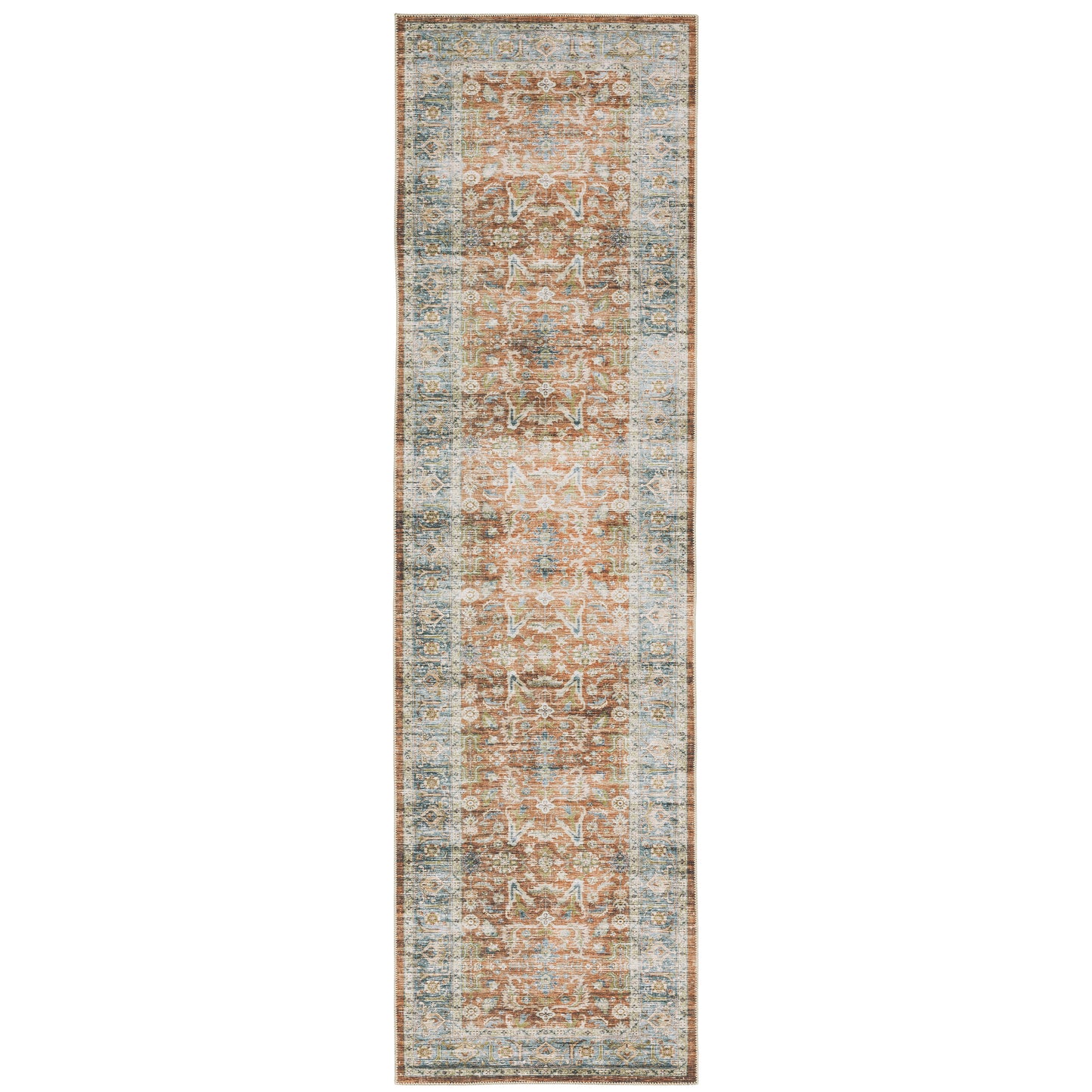 Charleston Rust Blue Traditional Oriental Indoor Rug