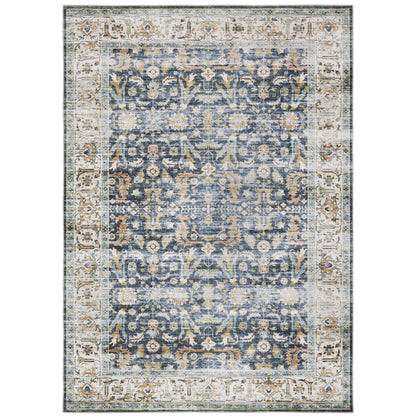 Charleston Blue Gold Traditional Oriental Indoor Rug