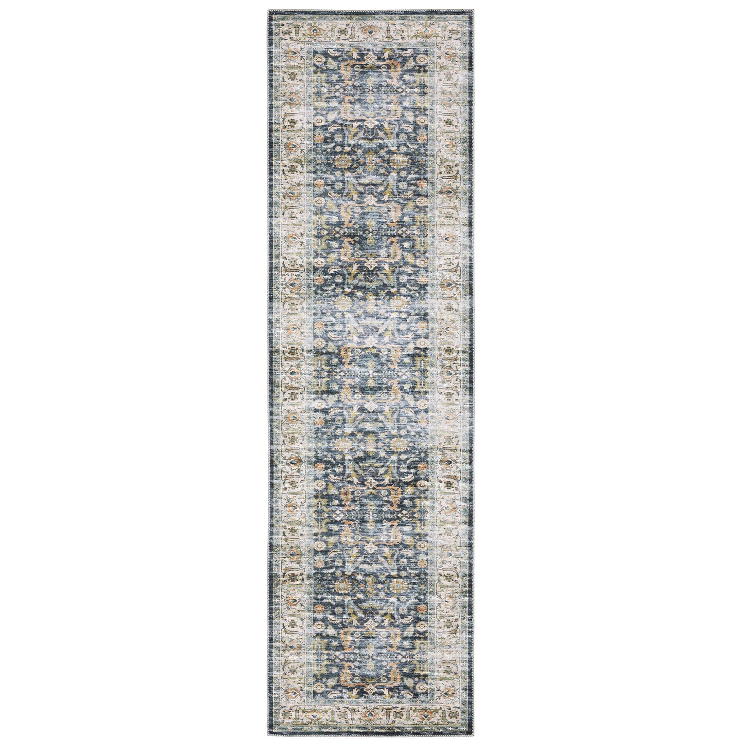 Charleston Blue Gold Traditional Oriental Indoor Rug