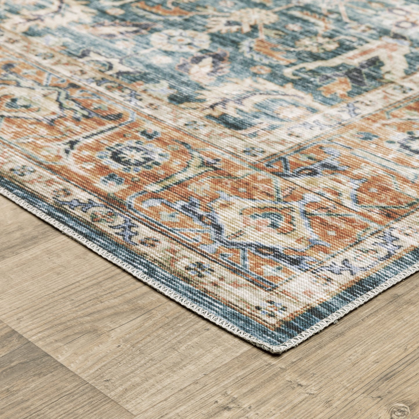 Charleston Blue Rust Traditional Oriental Indoor Rug