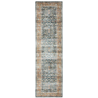 Charleston Blue Rust Traditional Oriental Indoor Rug