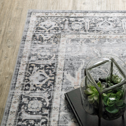 Charleston Charcoal Grey Traditional Oriental Indoor Rug