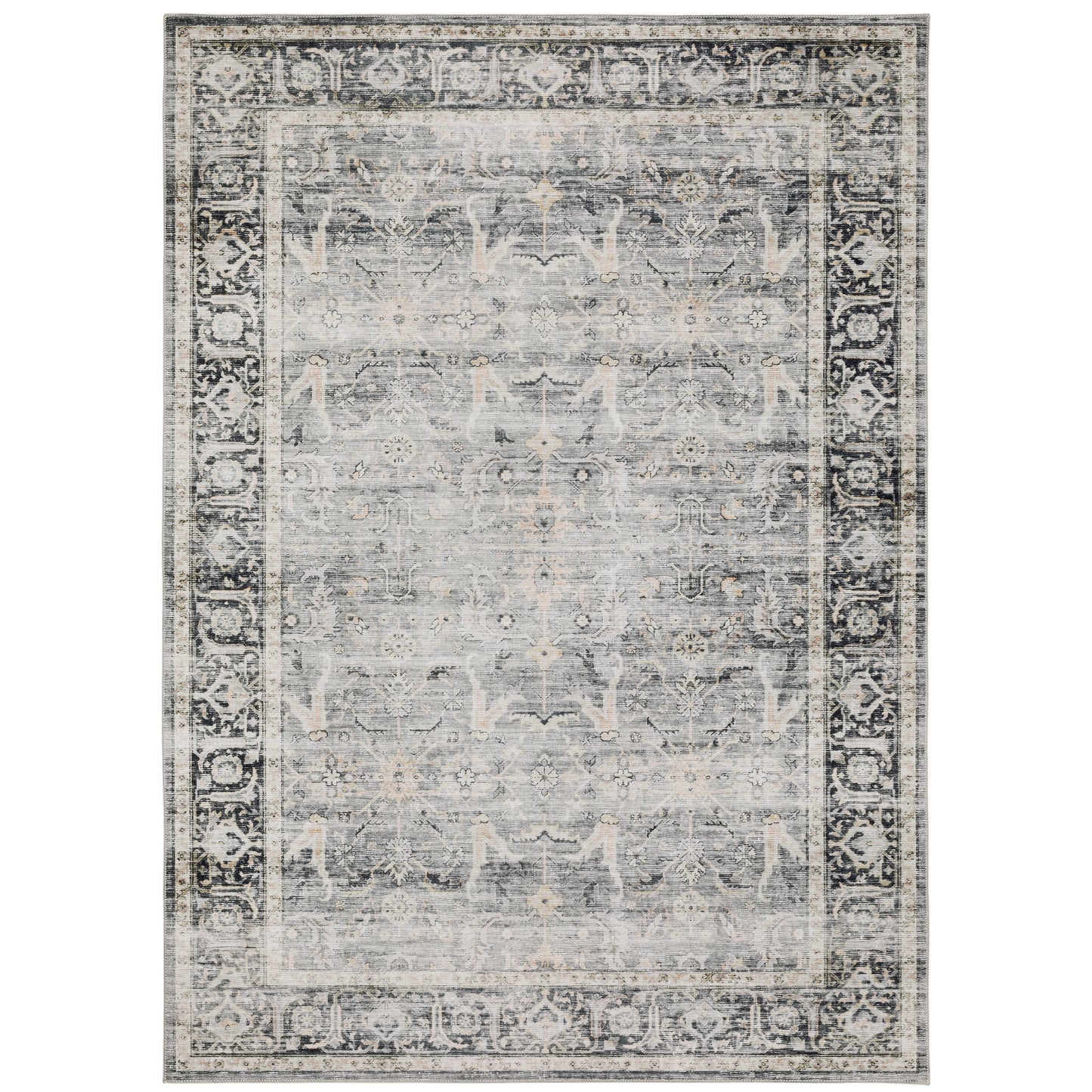 Charleston Charcoal Grey Traditional Oriental Indoor Rug