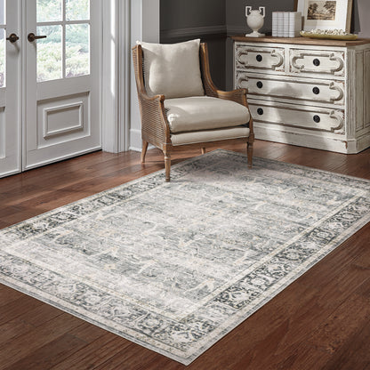 Charleston Charcoal Grey Traditional Oriental Indoor Rug