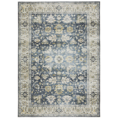 Charleston Blue Gold Traditional Oriental Indoor Rug