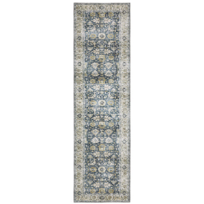 Charleston Blue Gold Traditional Oriental Indoor Rug