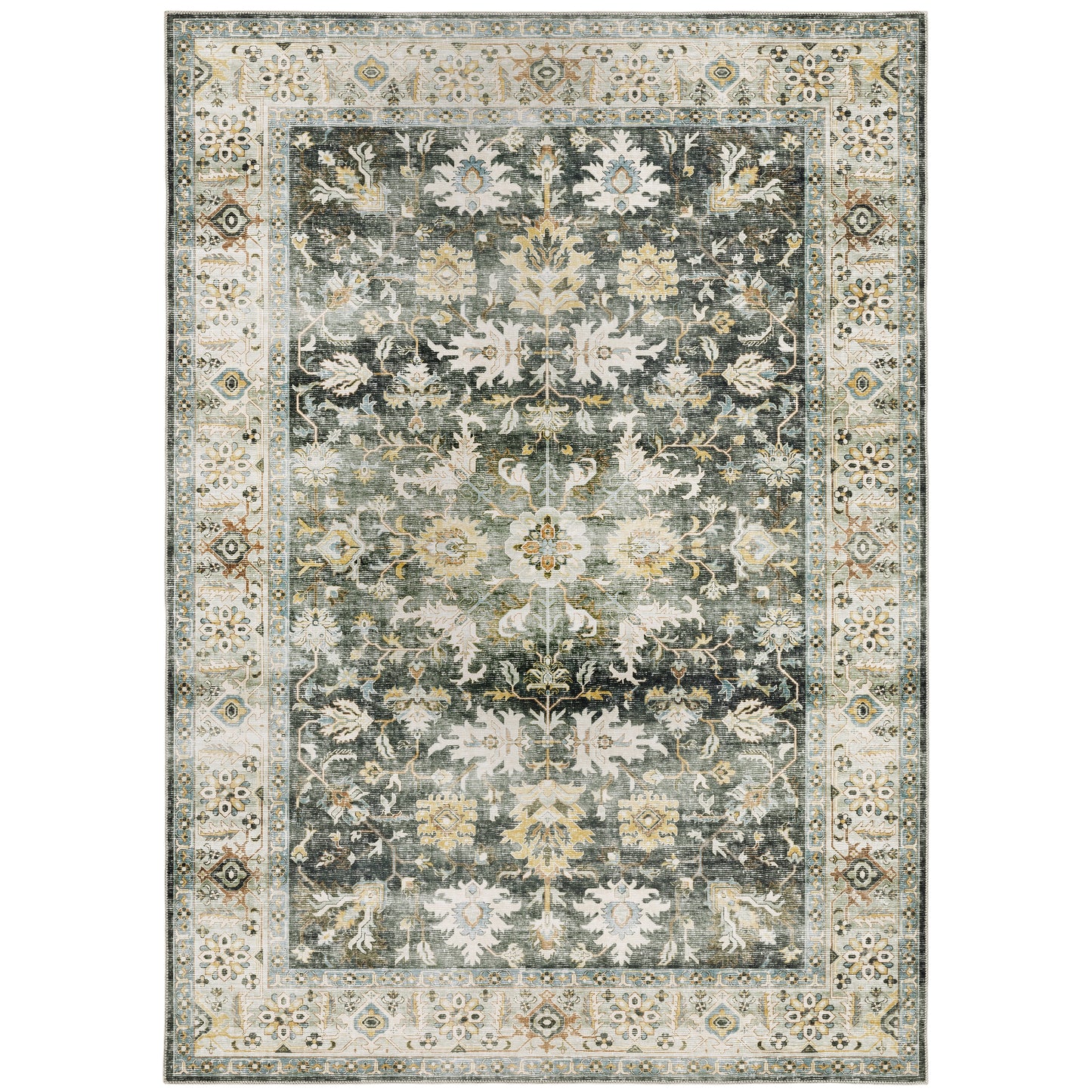 Charleston Grey Gold Traditional Oriental Indoor Rug