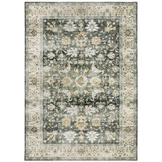 Charleston Grey Gold Traditional Oriental Indoor Rug