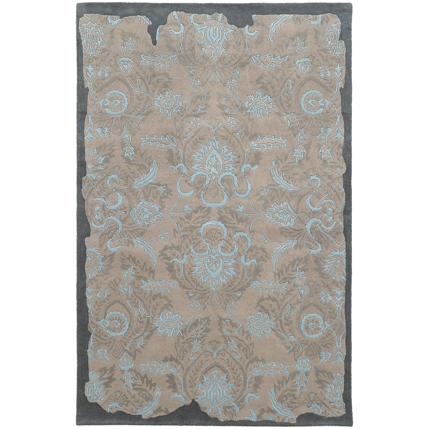 Color Influence Grey Blue Traditional Oriental Indoor Rug