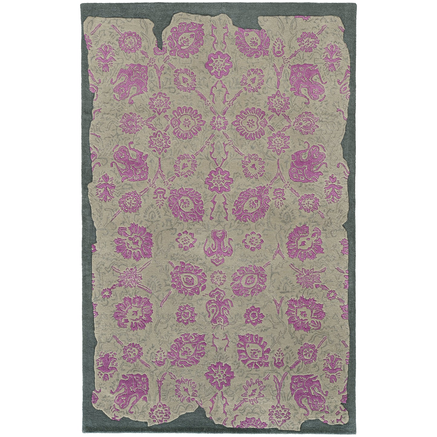 Color Influence Grey Pink Traditional Oriental Indoor Rug