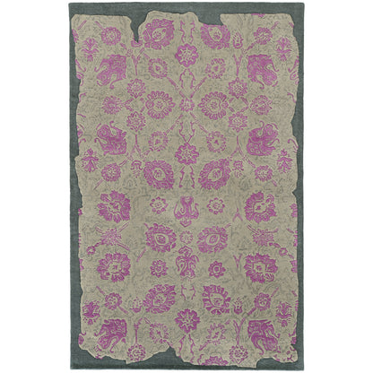 Color Influence Grey Pink Traditional Oriental Indoor Rug