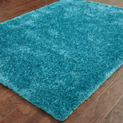 Cosmo Teal  Shag Solid Indoor Rug