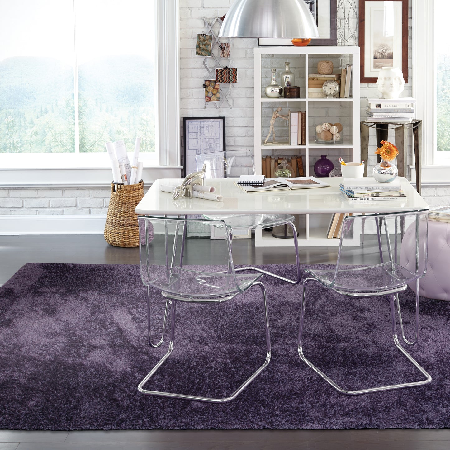 Cosmo Purple  Shag Solid Indoor Rug