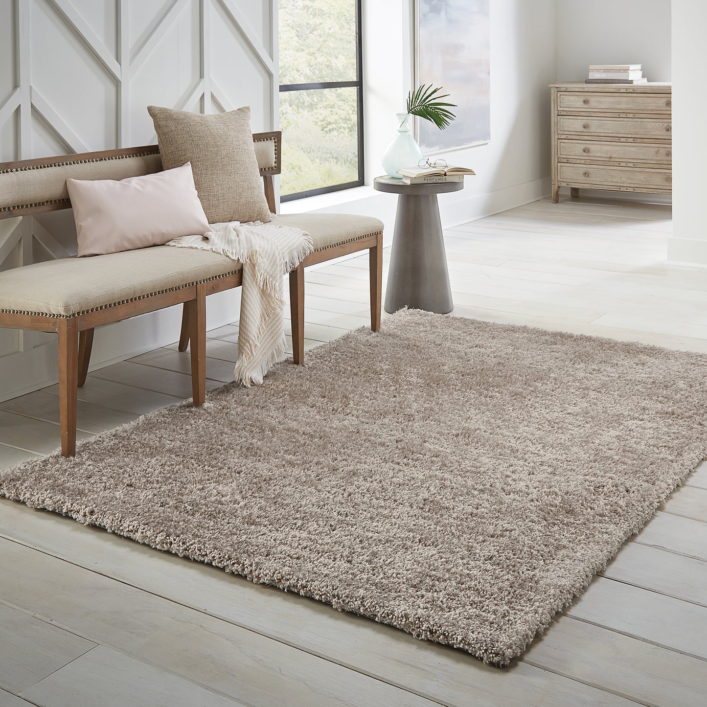 Cosmo Silver  Shag Solid Indoor Rug