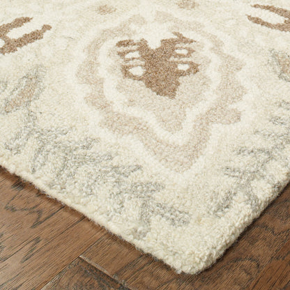 Craft Sand Ash Scandinavian Floral Indoor Rug