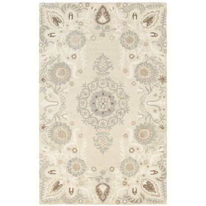 Craft Sand Ash Scandinavian Floral Indoor Rug