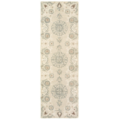 Craft Sand Ash Scandinavian Floral Indoor Rug