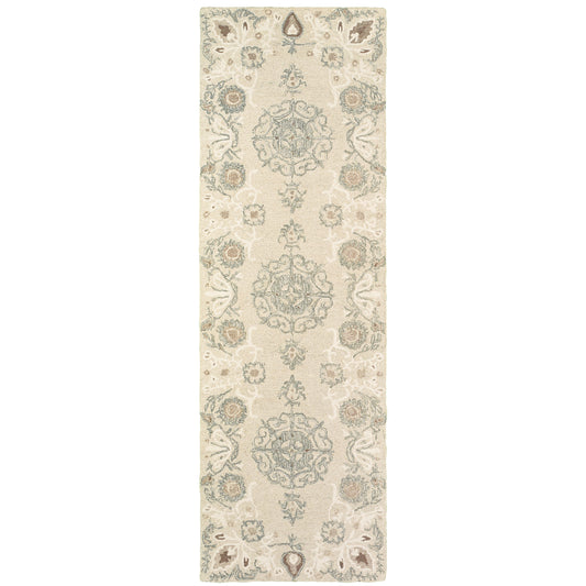 Craft Sand Ash Scandinavian Floral Indoor Rug