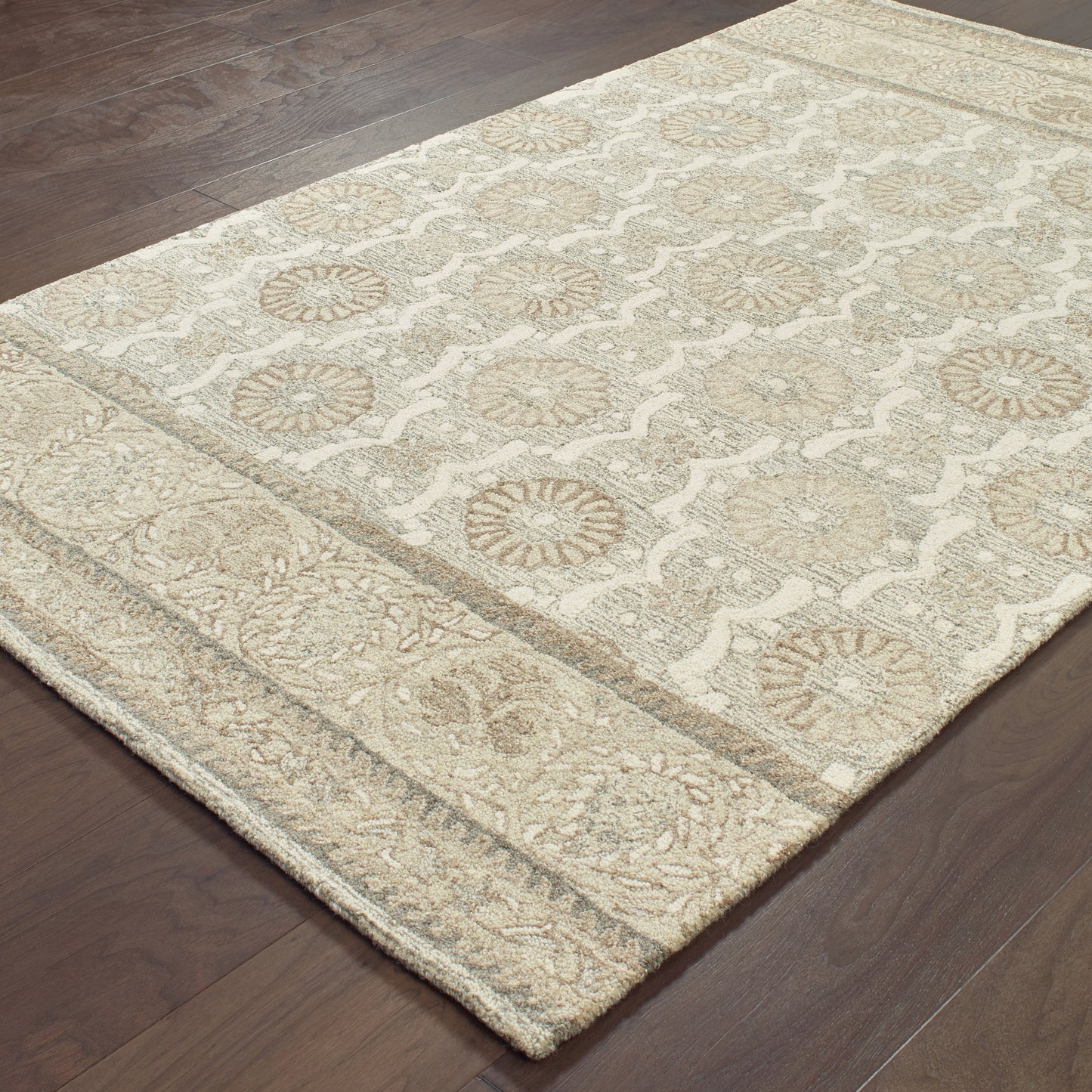 Craft Ash Sand Scandinavian Floral Indoor Rug