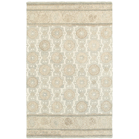 Craft Ash Sand Scandinavian Floral Indoor Rug