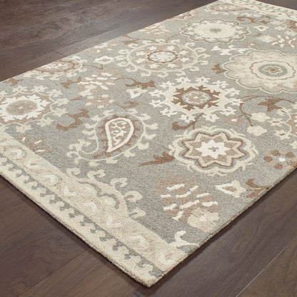 Craft Grey Sand Scandinavian Floral Indoor Rug