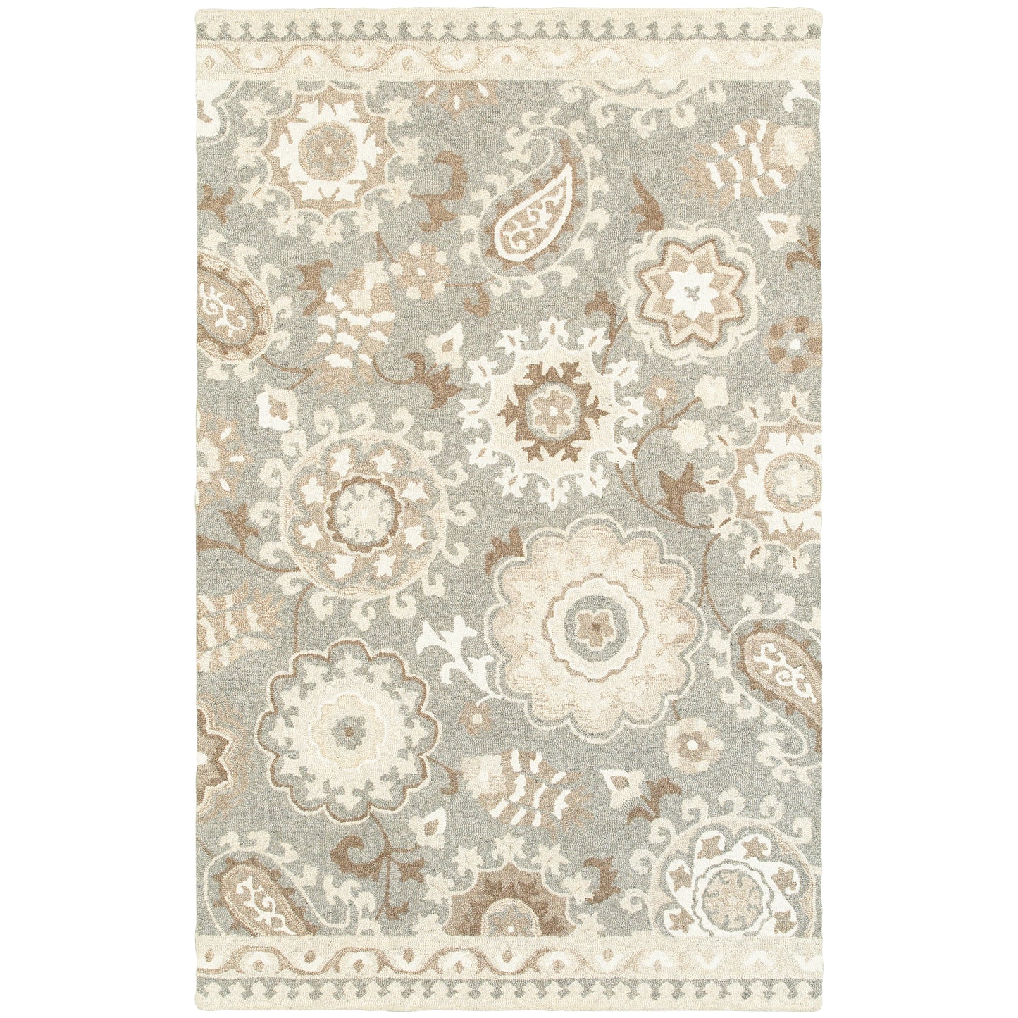 Craft Grey Sand Scandinavian Floral Indoor Rug