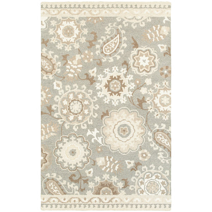 Craft Grey Sand Scandinavian Floral Indoor Rug