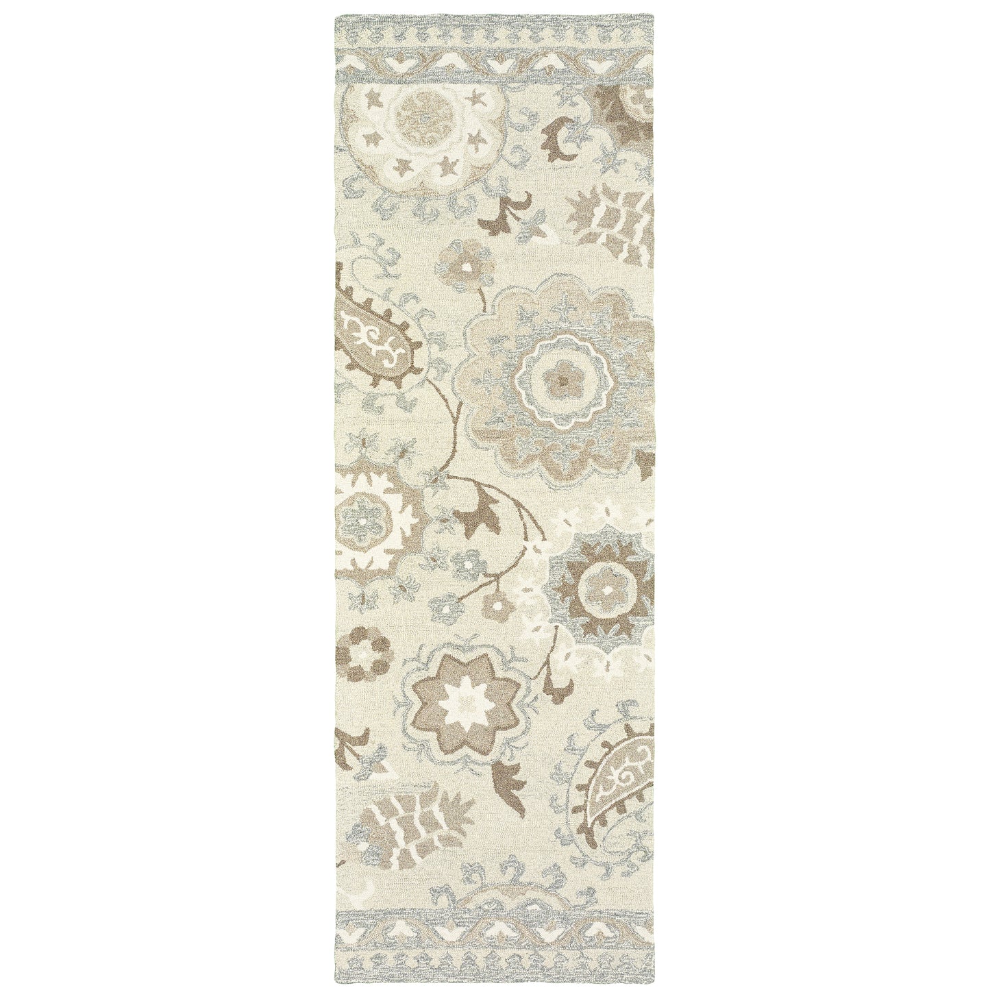 Craft Ivory Grey Scandinavian Floral Indoor Rug