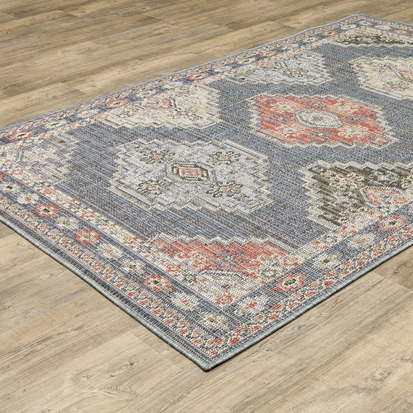 Cyprus Blue Multi Traditional Oriental Indoor/Outdoor Rug