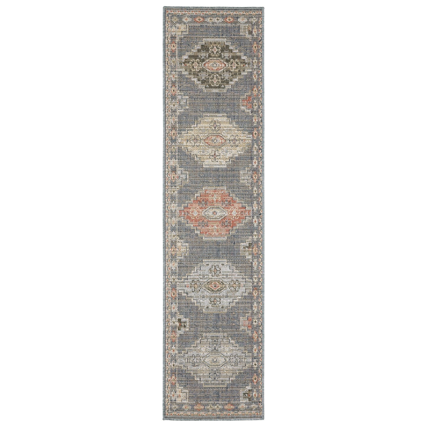 Cyprus Blue Multi Traditional Oriental Indoor/Outdoor Rug