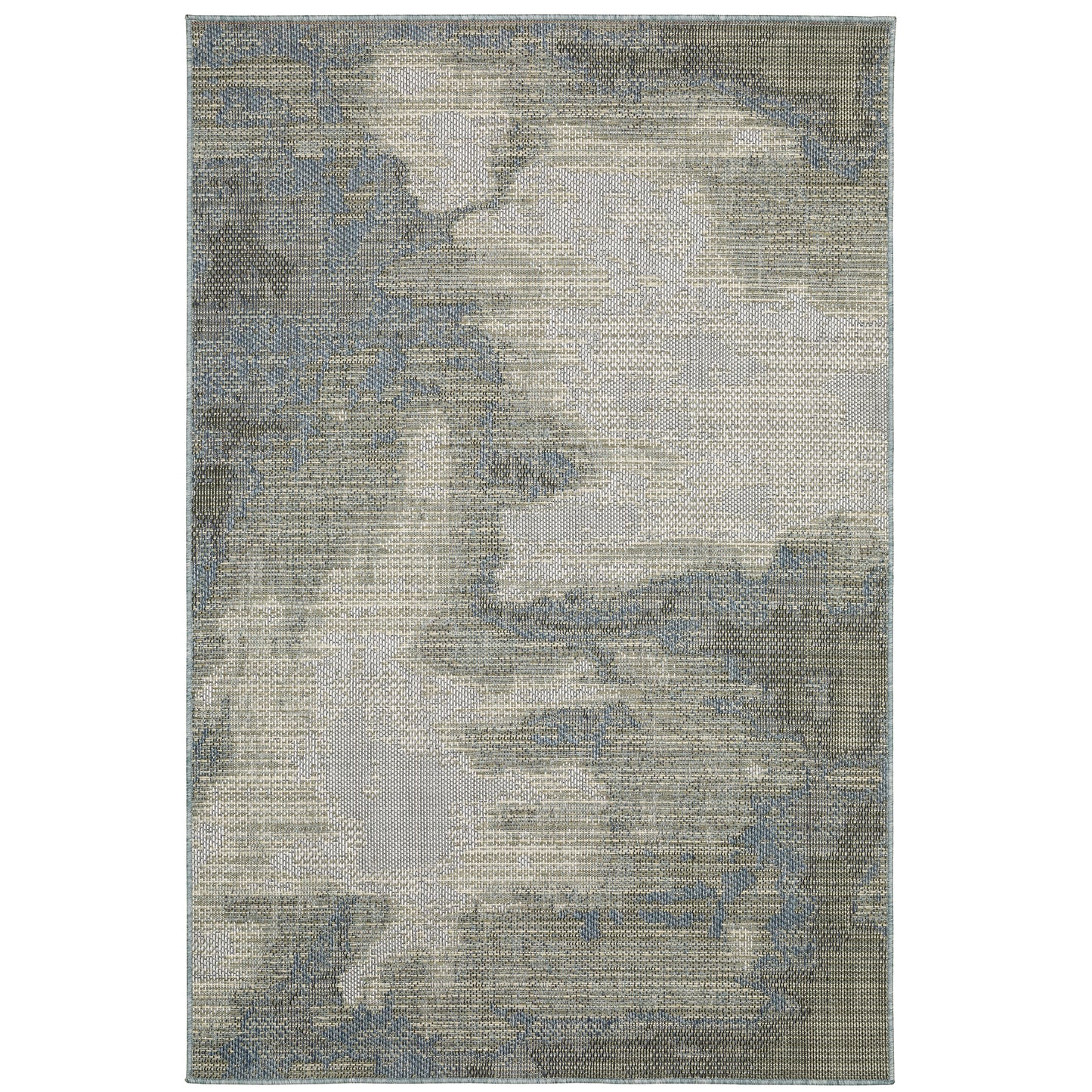 Cyprus Grey Blue Modern & Contemporary Abstract Indoor/Outdoor Rug