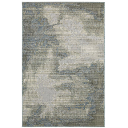 Cyprus Grey Blue Modern & Contemporary Abstract Indoor/Outdoor Rug