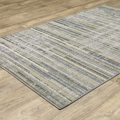 Cyprus Blue Green Modern & Contemporary Striped Indoor/Outdoor Rug