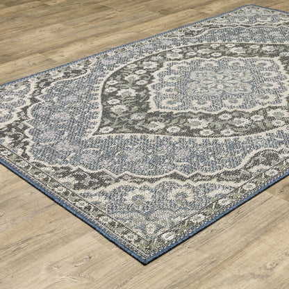 Cyprus Blue Sage Traditional Oriental Indoor/Outdoor Rug