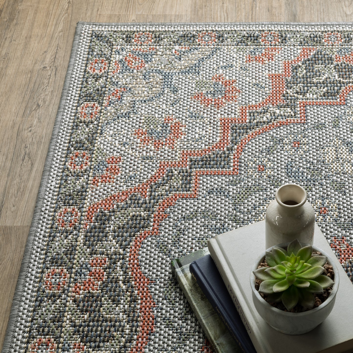 Cyprus Blue Salmon Traditional Oriental Indoor/Outdoor Rug