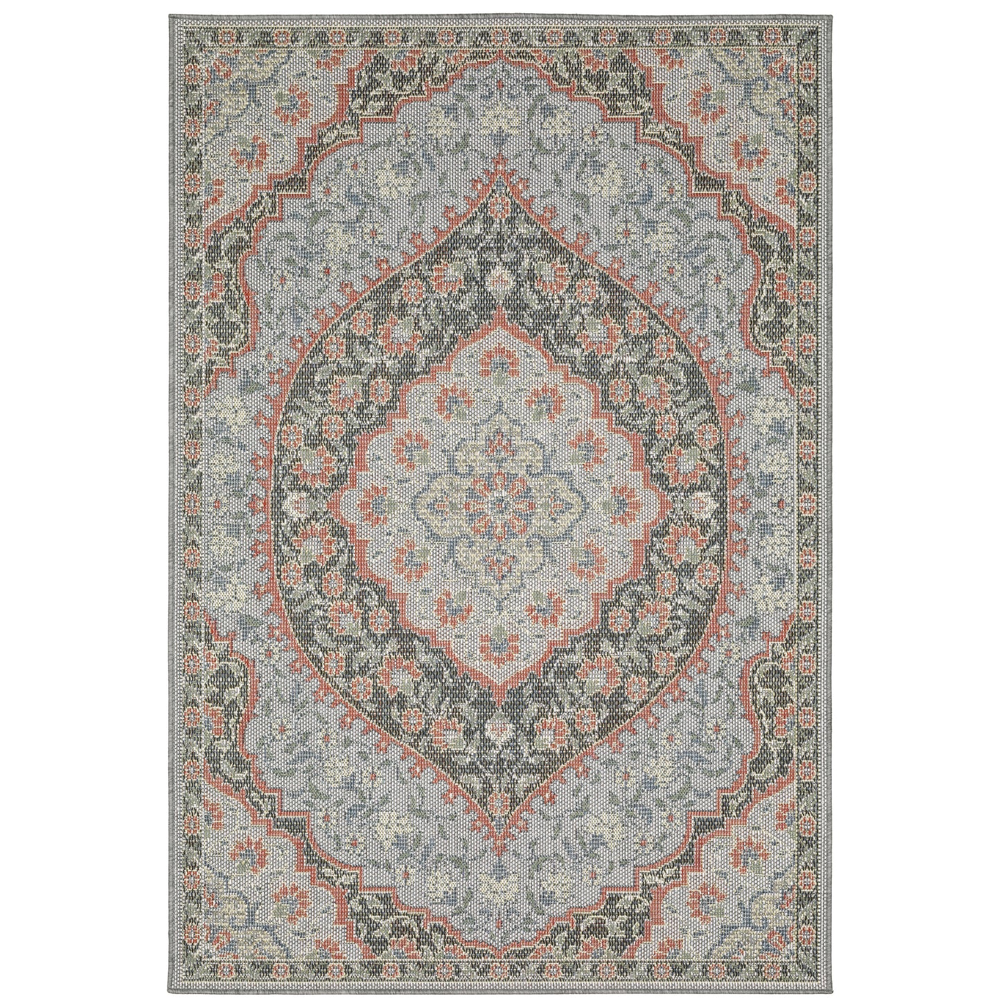 Cyprus Blue Salmon Traditional Oriental Indoor/Outdoor Rug