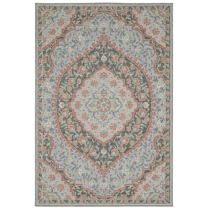 Cyprus Blue Salmon Traditional Oriental Indoor/Outdoor Rug