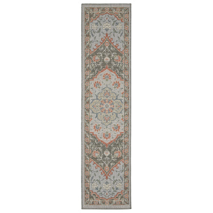 Cyprus Blue Salmon Traditional Oriental Indoor/Outdoor Rug