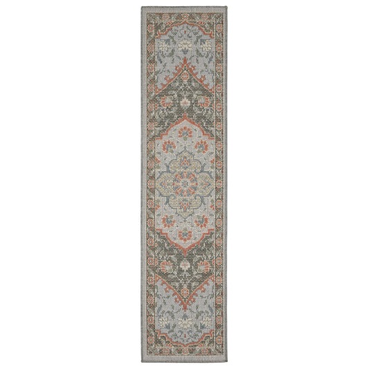 Cyprus Blue Salmon Traditional Oriental Indoor/Outdoor Rug