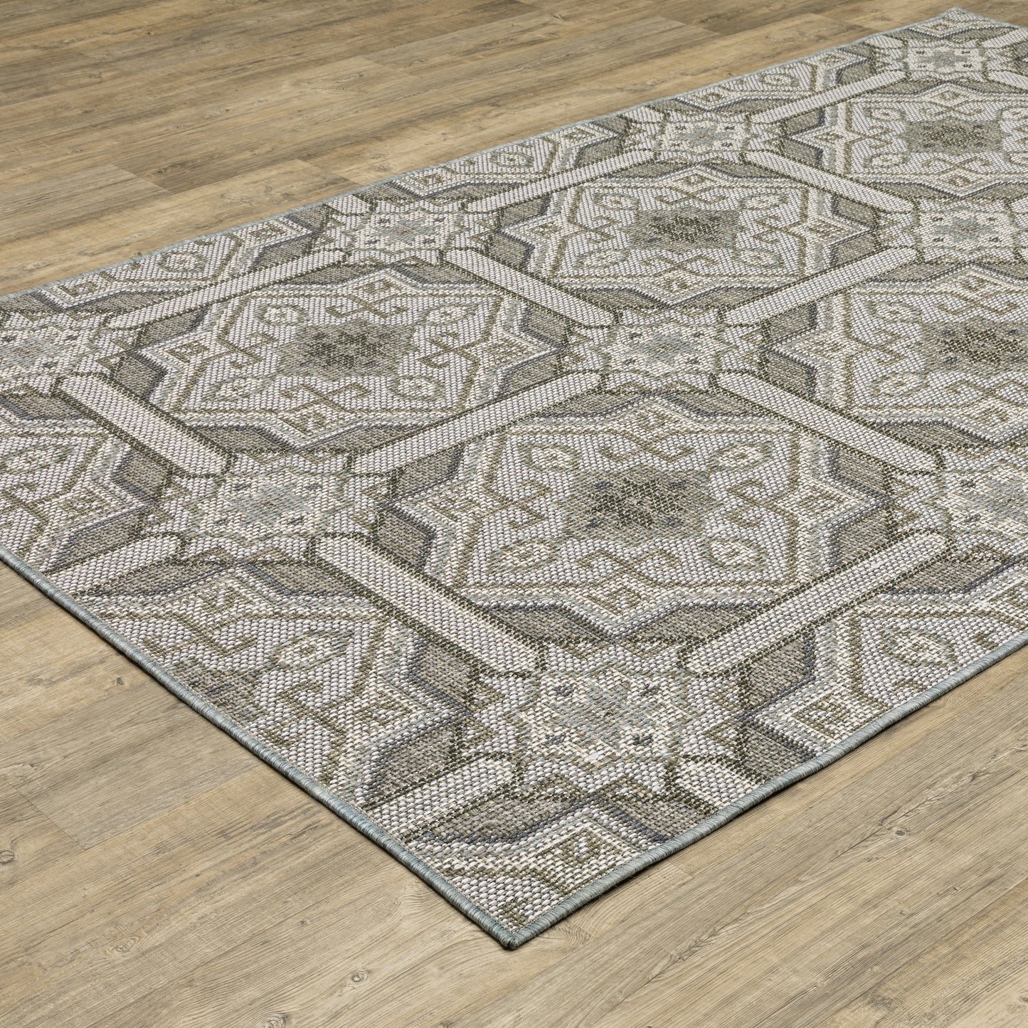 Cyprus Grey Blue Moroccan Trellis Indoor/Outdoor Rug